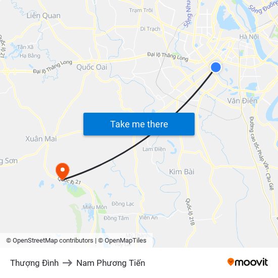 Thượng Đình to Nam Phương Tiến map