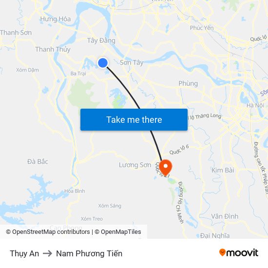 Thụy An to Nam Phương Tiến map