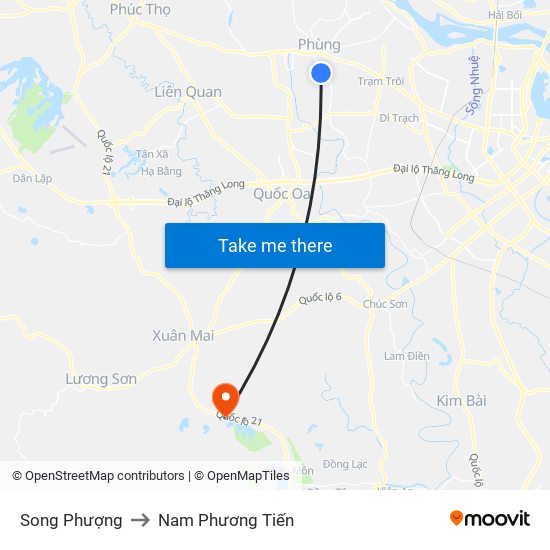 Song Phượng to Nam Phương Tiến map