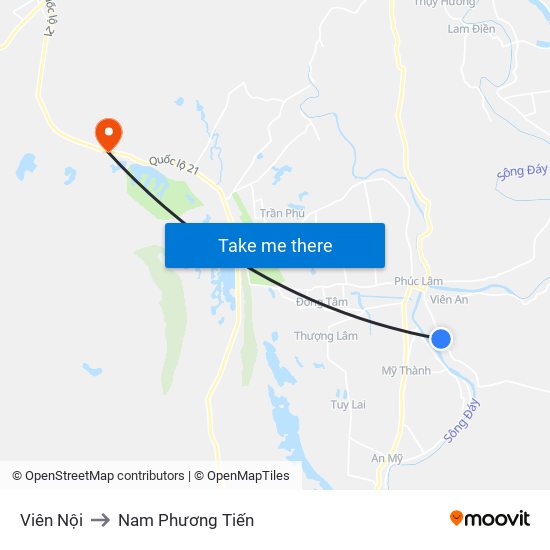 Viên Nội to Nam Phương Tiến map