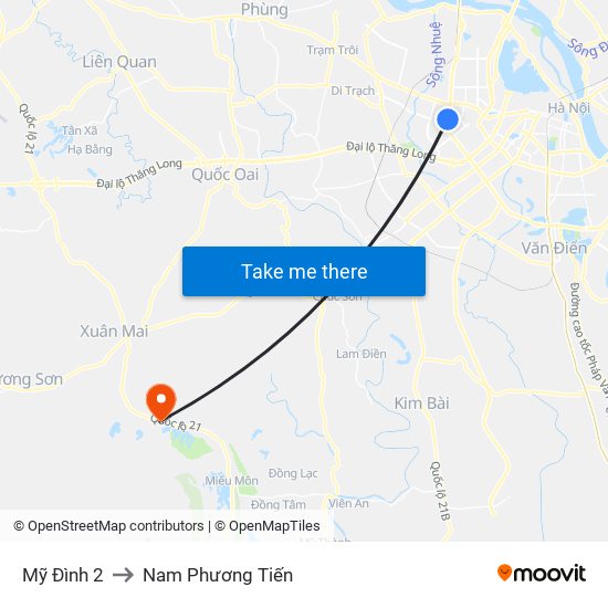 Mỹ Đình 2 to Nam Phương Tiến map