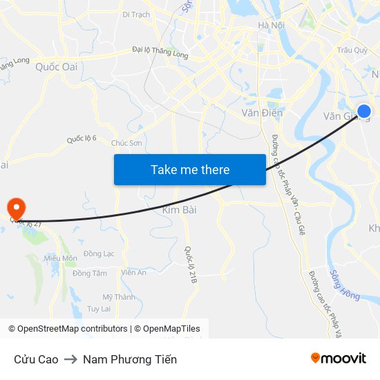 Cửu Cao to Nam Phương Tiến map