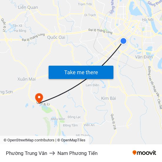 Phường Trung Văn to Nam Phương Tiến map