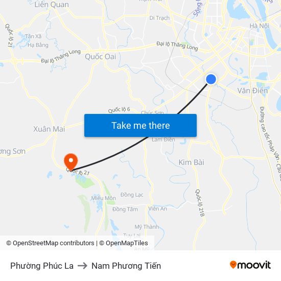 Phường Phúc La to Nam Phương Tiến map