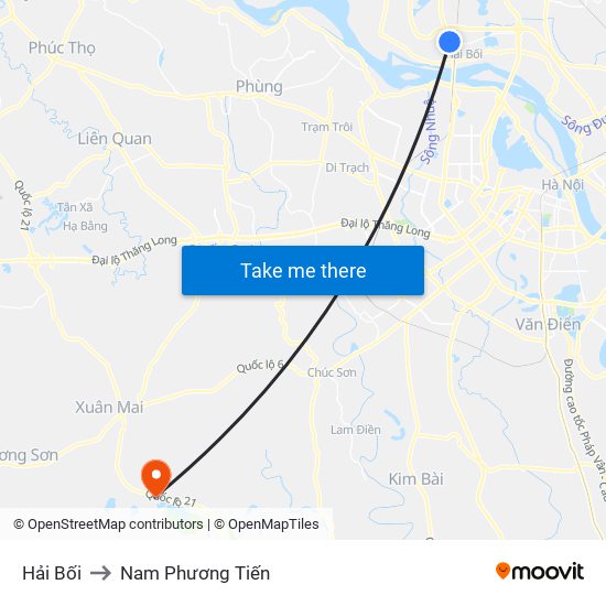 Hải Bối to Nam Phương Tiến map