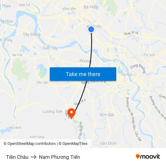 Tiền Châu to Nam Phương Tiến map