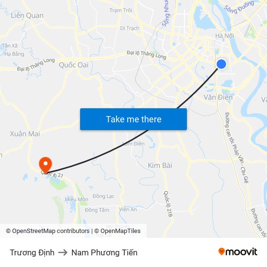 Trương Định to Nam Phương Tiến map