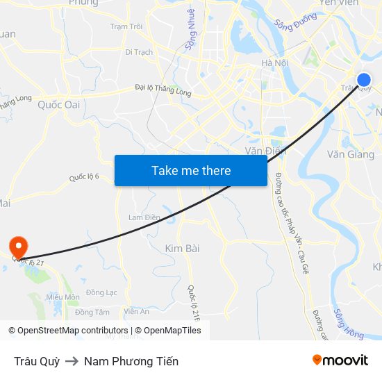 Trâu Quỳ to Nam Phương Tiến map