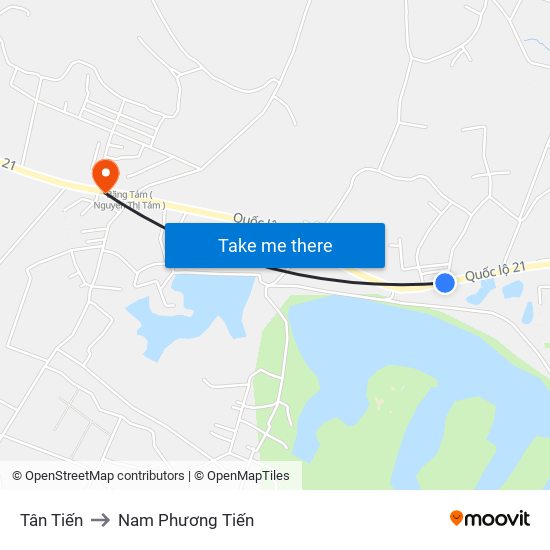 Tân Tiến to Nam Phương Tiến map