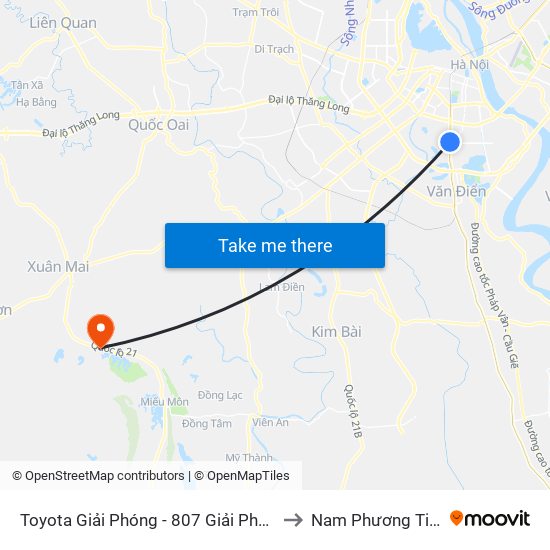 Toyota Giải Phóng - 807 Giải Phóng to Nam Phương Tiến map