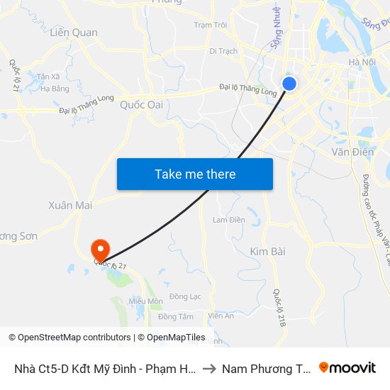 Nhà Ct5-D Kđt Mỹ Đình - Phạm Hùng to Nam Phương Tiến map