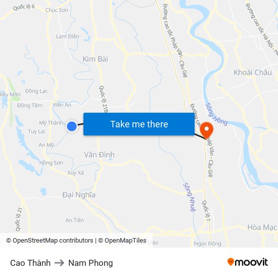 Cao Thành to Nam Phong map