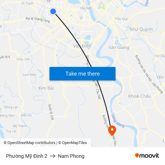 Phường Mỹ Đình 2 to Nam Phong map