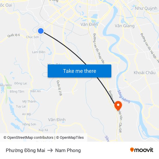 Phường Đồng Mai to Nam Phong map