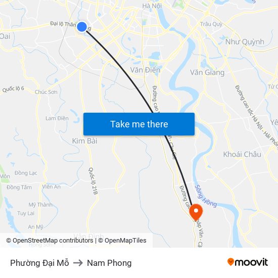 Phường Đại Mỗ to Nam Phong map