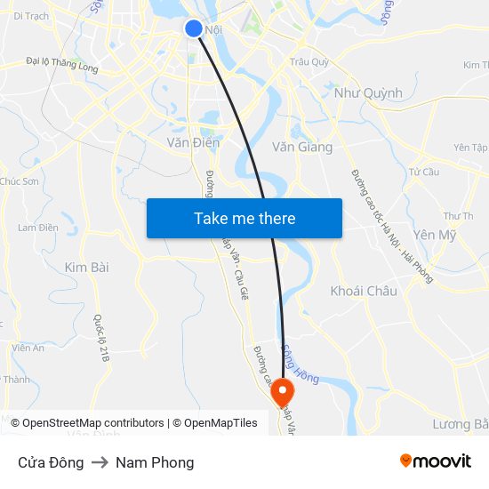 Cửa Đông to Nam Phong map