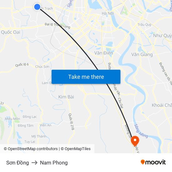 Sơn Đồng to Nam Phong map