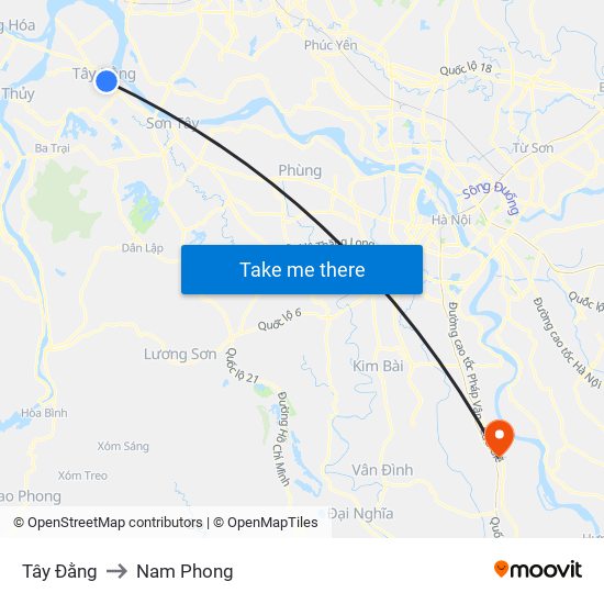 Tây Đằng to Nam Phong map