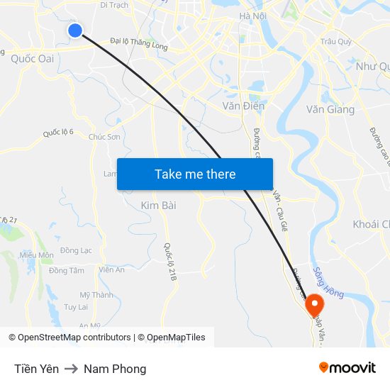 Tiền Yên to Nam Phong map