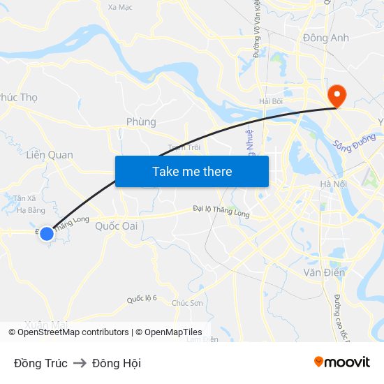 Đồng Trúc to Đông Hội map