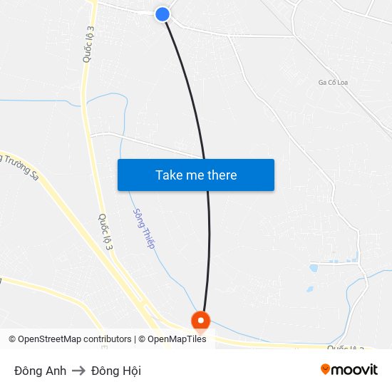 Đông Anh to Đông Hội map