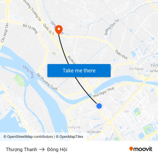 Thượng Thanh to Đông Hội map