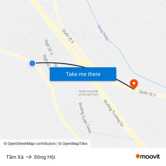 Tầm Xá to Đông Hội map