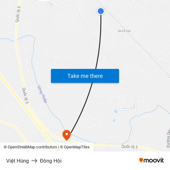 Việt Hùng to Đông Hội map