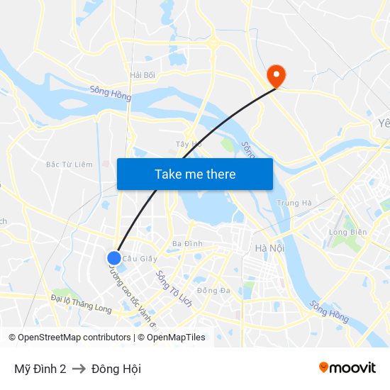 Mỹ Đình 2 to Đông Hội map