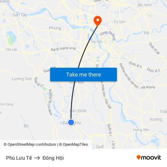 Phù Lưu Tế to Đông Hội map