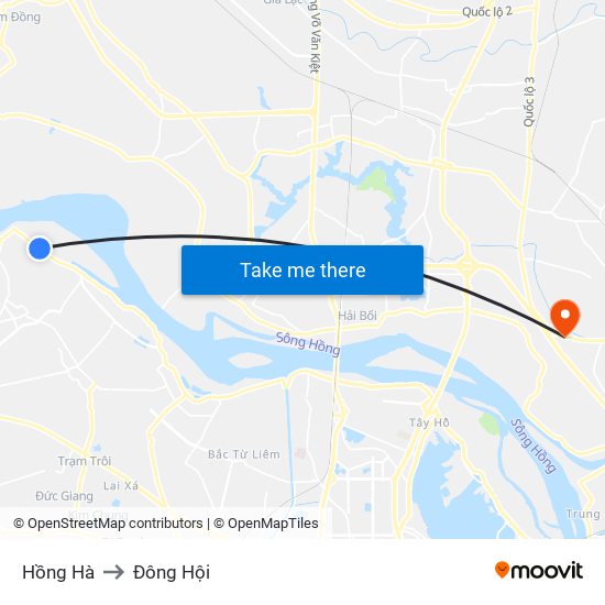 Hồng Hà to Đông Hội map