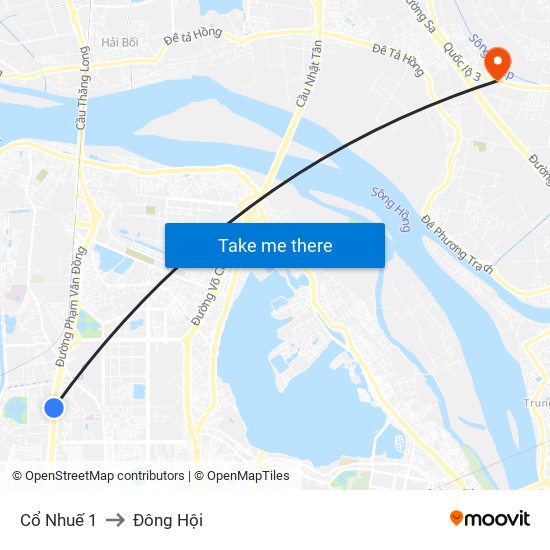 Cổ Nhuế 1 to Đông Hội map