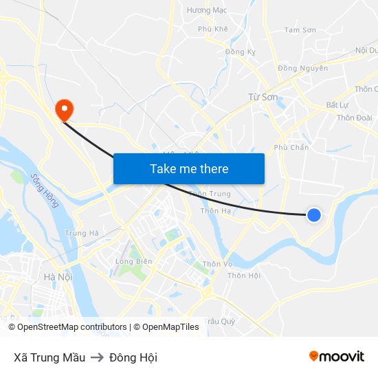 Xã Trung Mầu to Đông Hội map