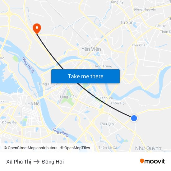 Xã Phú Thị to Đông Hội map