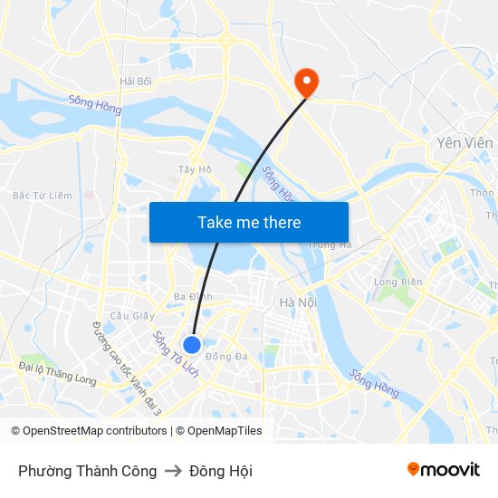 Phường Thành Công to Đông Hội map