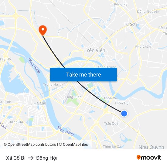 Xã Cổ Bi to Đông Hội map