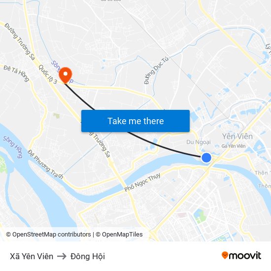 Xã Yên Viên to Đông Hội map