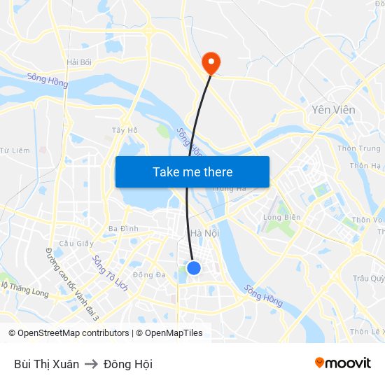 Bùi Thị Xuân to Đông Hội map