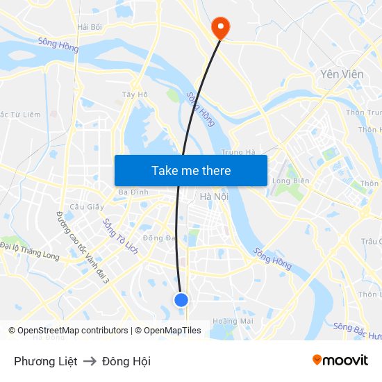 Phương Liệt to Đông Hội map