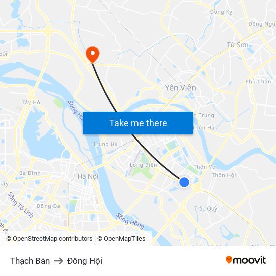 Thạch Bàn to Đông Hội map