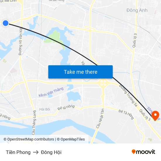 Tiền Phong to Đông Hội map