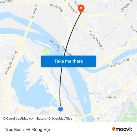 Trúc Bạch to Đông Hội map