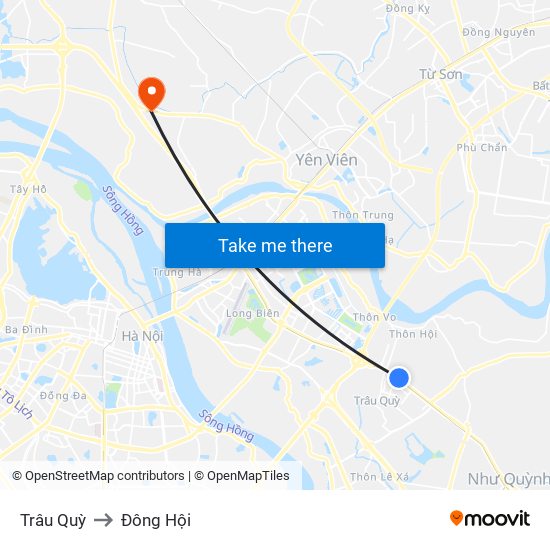 Trâu Quỳ to Đông Hội map