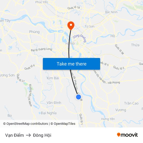 Vạn Điểm to Đông Hội map