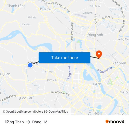 Đồng Tháp to Đông Hội map