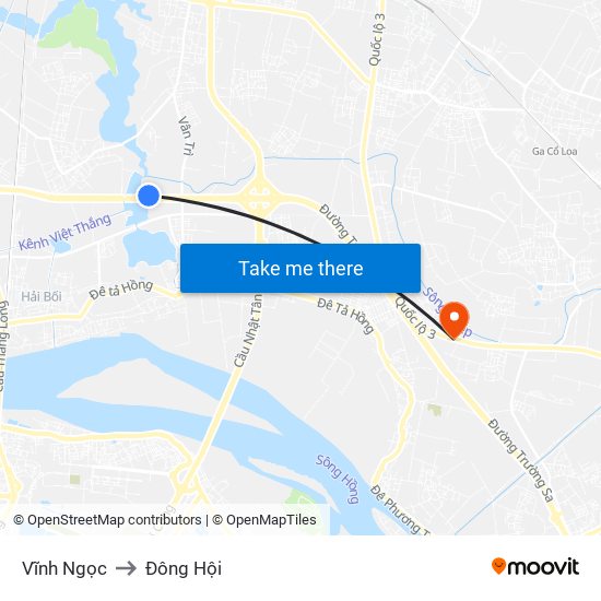 Vĩnh Ngọc to Đông Hội map