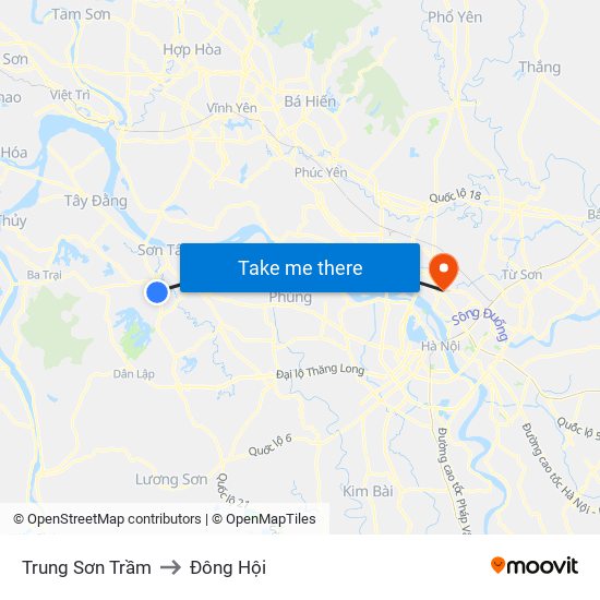 Trung Sơn Trầm to Đông Hội map