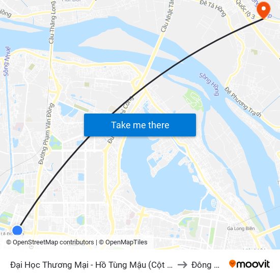 Đại Học Thương Mại - Hồ Tùng Mậu (Cột Sau) to Đông Hội map