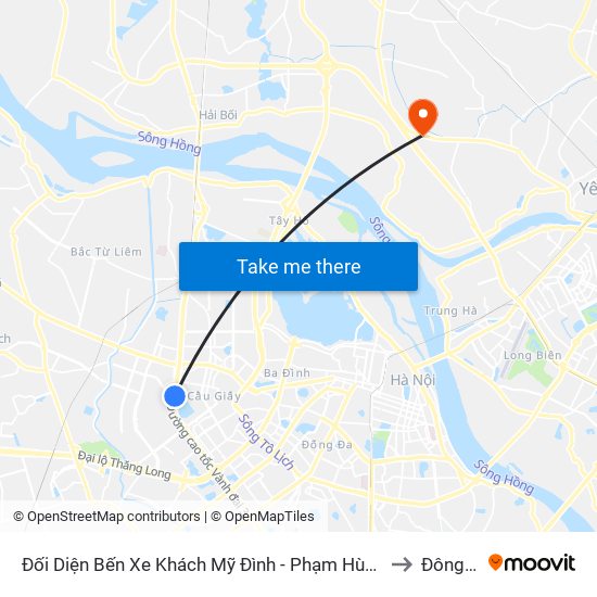 Đối Diện Bến Xe Khách Mỹ Đình - Phạm Hùng (Cột Trước) to Đông Hội map