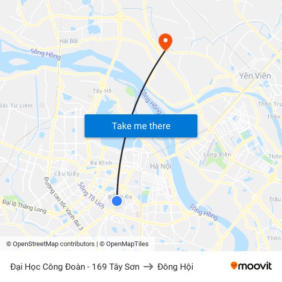 Đại Học Công Đoàn - 169 Tây Sơn to Đông Hội map